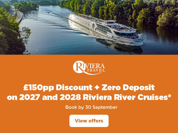Riviera Travel £150pp Discount + Zero Deposit on 2027 and 2028 Cruises Extended